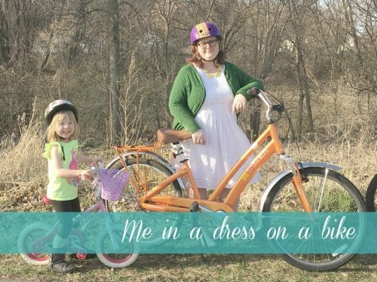 pedal parenting, biking in a dress, biking in a skirt, biking in Rochester MN, women's biking clothing, biking to work in Rochester MN, rochester mn moms blog biking