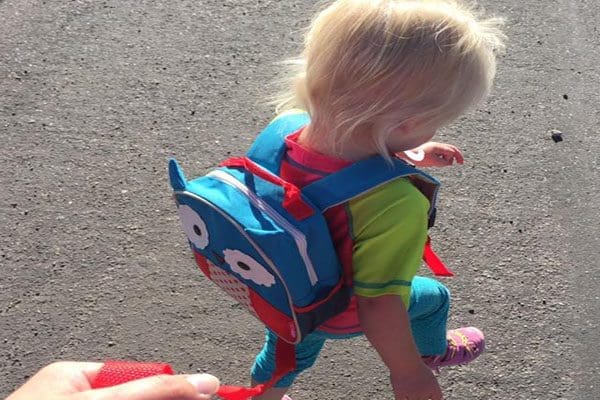 old faithful toddler, yellowstone with kids, safety harness backpack for yellowstone