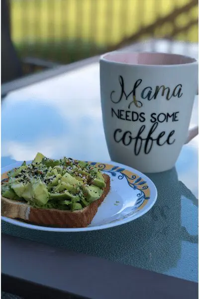 avocado toast and coffee cup