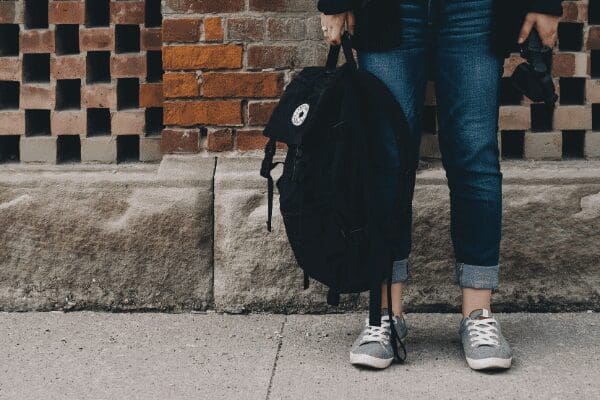 girl with backpack