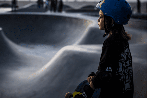 child at skate park