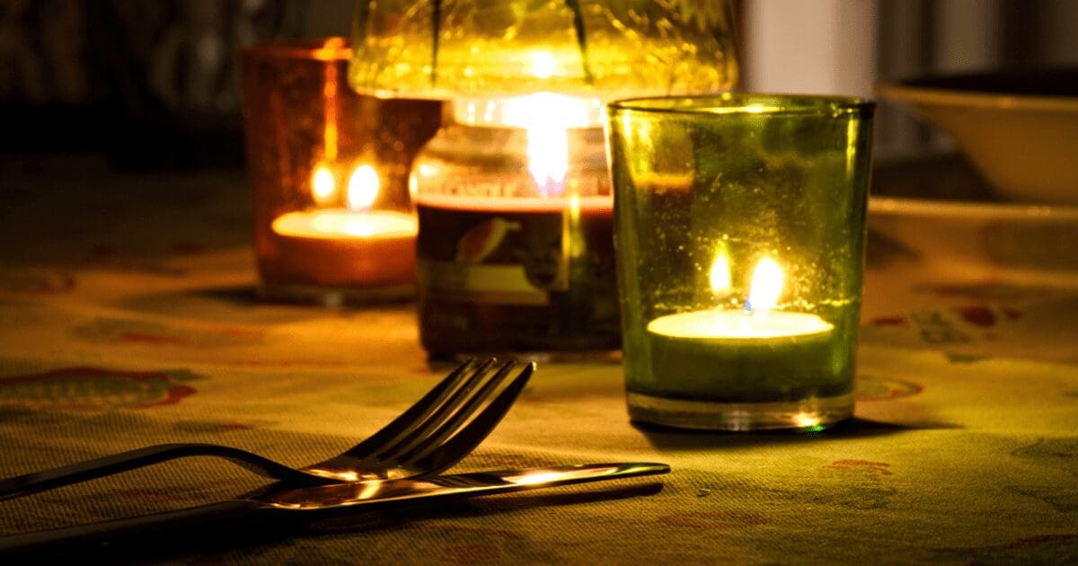 table with candles