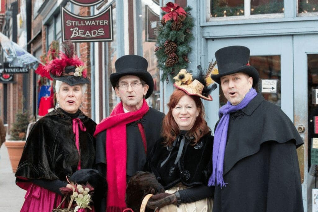 Carolers in Victorian apparel during Hometown for the Holidays in Stockholm, WI,