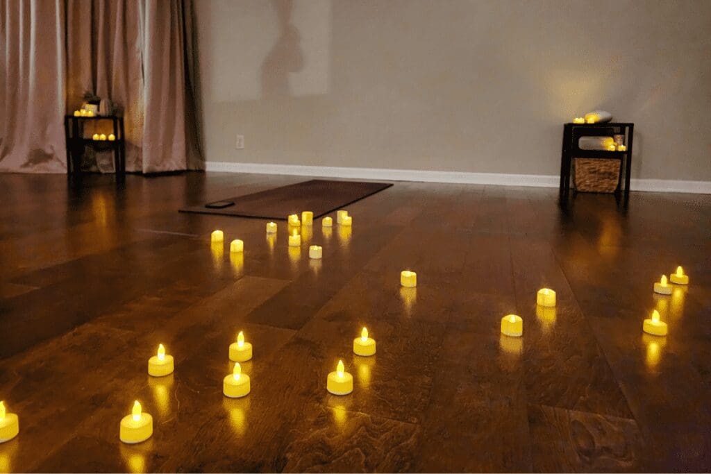 Candlelight yoga at The Amethyst Yogi in Rochester, MN