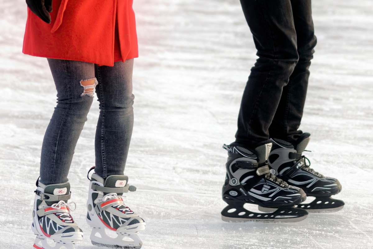 Couple ice skating
