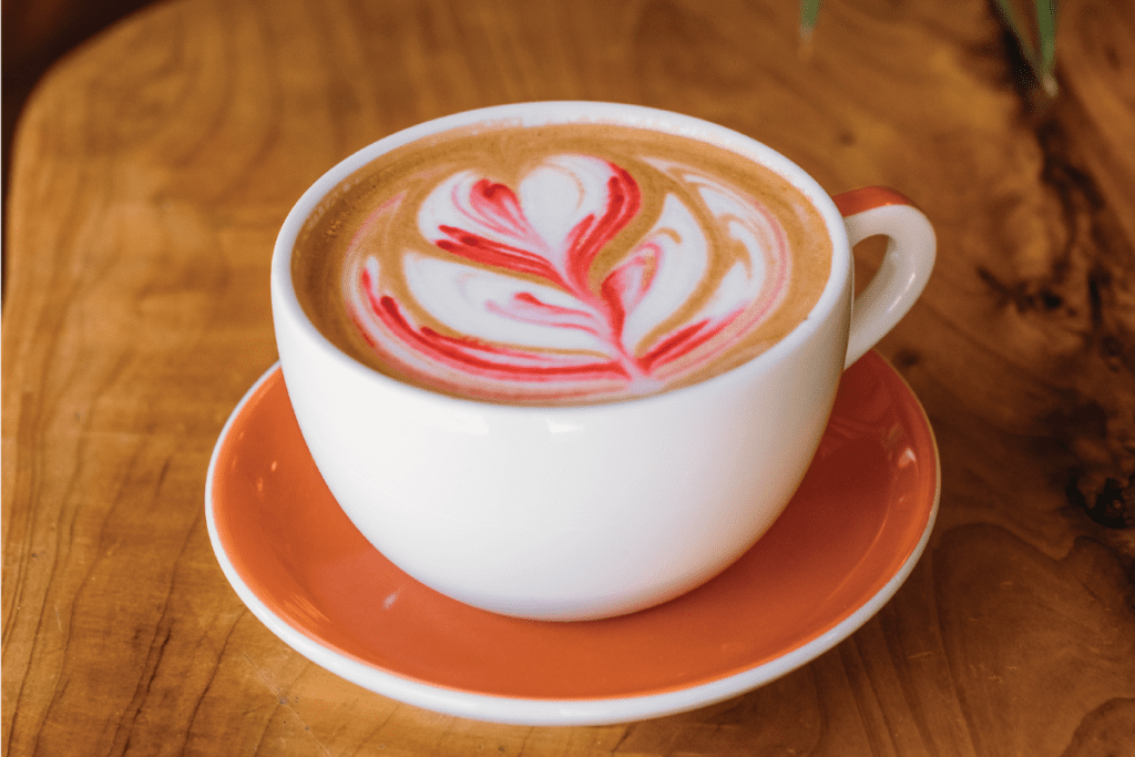 The Antoinette red velvet latte at Cafe Steam in Rochester, MN