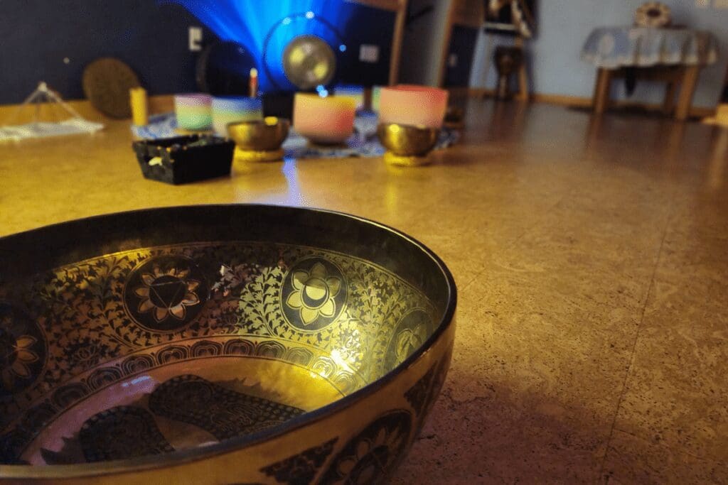 Vibrational sound healing instruments at Hermitage Farm in Rochester, MN