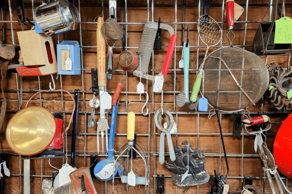 Antique kitchen utensils at Old River Valley Antique Mall in Stewartville, MN